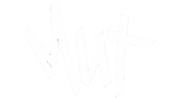 White 'MUT' logo on a black background